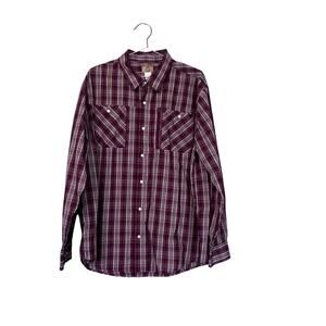Haband Travelers Long Sleeve Plaid Pearl Snap Shirt - L